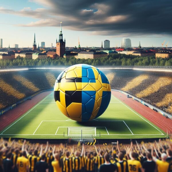 Jalkapalloilija Jere Uronen poseeraa AIK:n pelipaidassa Ruotsin Allsvenskanissa.