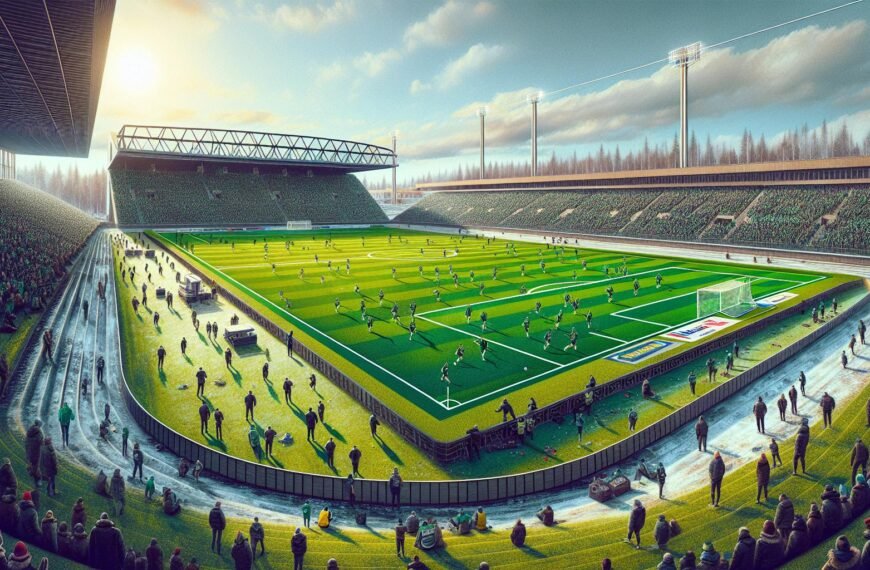 AC Oulun ja Ilveksen pelaajat taistelevat pallosta harjoitusottelussa Tammelan Stadionilla.