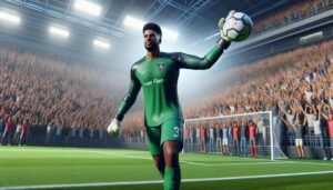 Bayer Leverkusenin maalivahti Lukas Hradecky juhlimassa torjuntaa Bundesliiga-ottelussa.