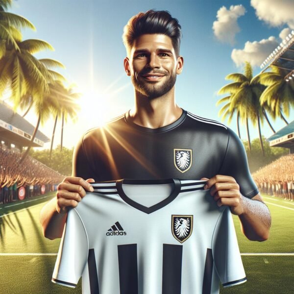 Lionel Messi juhlistamassa maalia Inter Miamin paidassa, viitaten hänen mahdolliseen jatkosopimukseensa MLS-seuran kanssa