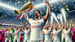 Harry Kane juhlii ensimmäistä mestaruuttaan Bayern Münchenin paidassa kentällä voiton jälkeen