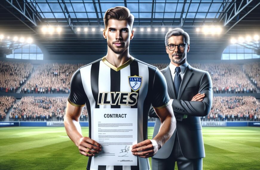 Joona Veteli juhlii Ilveksen väreissä jatkosopimustaan, joka vahvistaa seuran keskikenttää kauden 2027 loppuun asti.