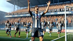 KuPS:n pelaajat juhlivat voittoa SJK:ta vastaan Veikkausliigan kärkikamppailussa, joka päättyi 1-0 Agon Sadikun maalilla