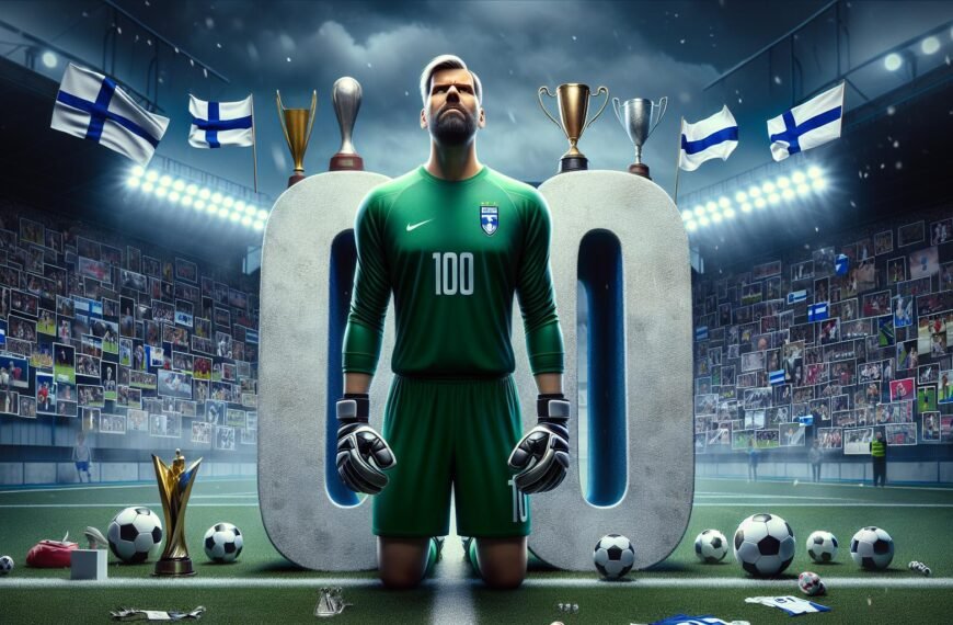 Lukas Hradecky valmistautuu sadanteen maaotteluunsa Suomen jalkapallomaajoukkueen maalivahtina Olympiastadionilla Hollantia vastaan