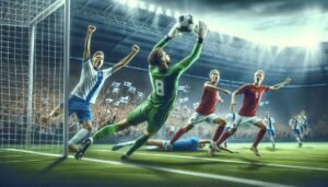 Pikkuhuuhkajien Topi Keskinen tuulettaa tasoitusmaaliaan U21 EM-kisojen ottelussa Tanskaa vastaan Slovakiassa kesällä 2023.