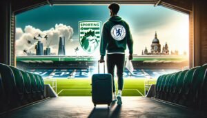 Ruotsalainen hyökkääjä Victor Gyökeres juhlii maalia Sporting Lissabonin paidassa – mahdollinen siirto Arsenaliin puhuttaa jalkapallomaailmaa.