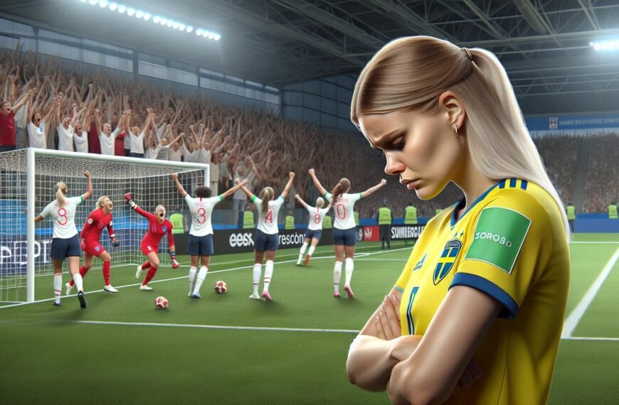 Englannin naisten jalkapallomaajoukkue juhlii voittoa Ruotsista EM 2024 -turnauksen puolivälierissä rankkarikisan jälkeen