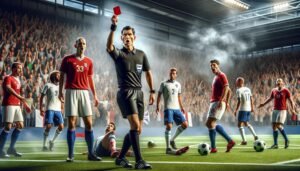 Erotuomari Oliver Reitala antaa punaisen kortin Ilveksen Joona Vetelille Veikkausliigan HJK–Ilves-ottelussa