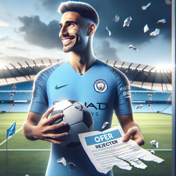 Savinho Manchester Cityn paidassa juhlimassa maalia, taustalla Etihad Stadiumin yleisö.