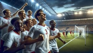 Pikkuhuuhkajat juhlimassa maalia U21 EM-karsintaottelussa Kyprosta vastaan