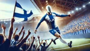 Teemu Pukki juhlii HJK:n voitto-osumaa Suomen Cupin finaalissa KuPS:ia vastaan Tammelan stadionilla