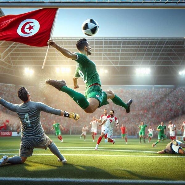 Tunisian jalkapallomaajoukkue juhlii voittoa ja MM-kisapaikkaa 2026 Pohjois-Amerikassa