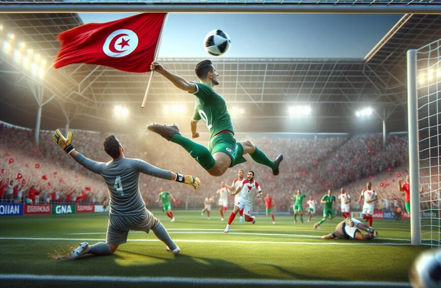 Tunisian jalkapallomaajoukkue juhlii voittoa ja MM-kisapaikkaa 2026 Pohjois-Amerikassa