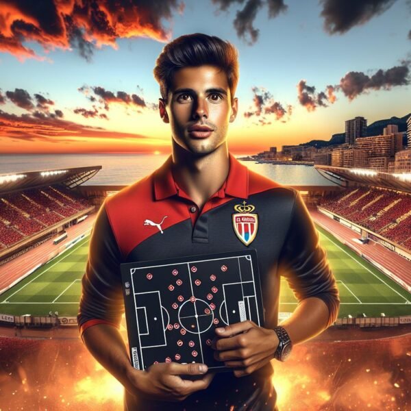 Sébastien Pocognoli esittäytyy uutena AS Monacon päävalmentajana jalkapalloseuran harjoituskeskuksessa