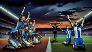 Pikkuhuuhkajat juhlii johtomaaliaan EM-karsintaottelussa Espanjaa vastaan ennen espanjalaisten loppuhetkien nousua voittoon.
