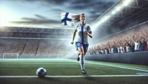 Suomalainen jalkapalloilija Emma Koivisto juhlii voittomaalia AC Milanin paidassa Serie A:n ottelussa Genoaa vastaan, korostaen suomalaisten naispelaajien vaikutusta Euroopan huippusarjoissa.
