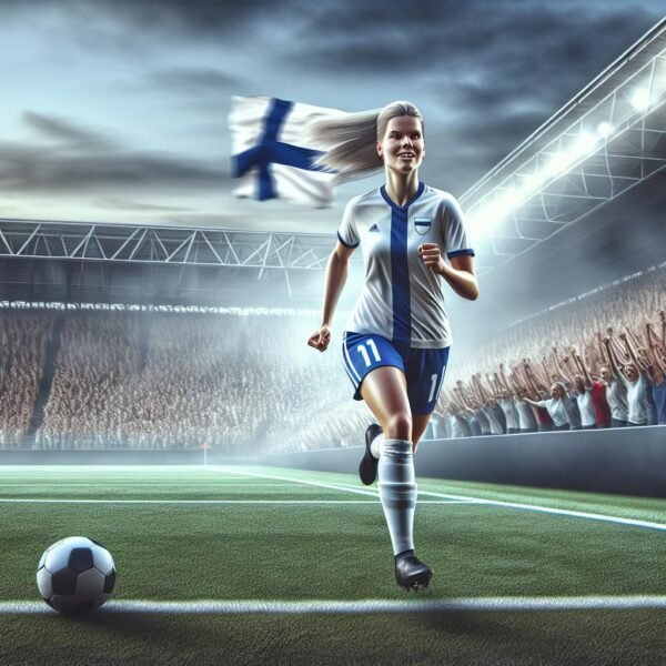 Suomalainen jalkapalloilija Emma Koivisto juhlii voittomaalia AC Milanin paidassa Serie A:n ottelussa Genoaa vastaan, korostaen suomalaisten naispelaajien vaikutusta Euroopan huippusarjoissa.