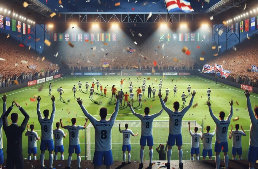 VJS ja TPV juhlivat nousuaan Ykköseen voitokkaiden nousukarsintafinaalien jälkeen. Pelaajat ja valmentajat iloitsevat kentällä onnistuneen kauden huipennuksesta.