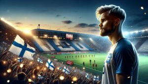 Teemu Pukki kiittää yleisöä jäähyväisottelussaan Suomen maajoukkuepaidassa Tampereen Tammelan stadionilla.
