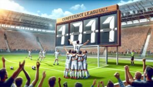KuPS:n joukkue juhlii voittoa Konferenssiliigan ottelussa Crystal Palacea vastaan Selhurst Parkilla joulukuussa 2025, varmistaen jatkopaikkansa eurokilpailussa.