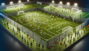 Kaavio, joka esittää Suomen Palloliiton uudistamat pelimuodot jalkapallossa ja futsalissa kausille 2026–2027, korostaen pelaajakehitystä ja olosuhteiden tehokasta käyttöä.