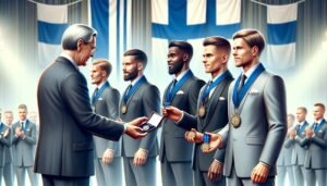 Suomalaiset jalkapallovaikuttajat Tinja-Riikka Korpela, Lukas Hradecky, Linda Sällström ja Ari Lahti saivat Suomen Leijonan ritarikunnan kunniamerkit presidentti Alexander Stubbin myöntäminä joulukuussa 2024.