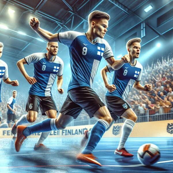 Suomen futsal B-maajoukkue juhlii 4-0 voittoa Virosta vauhdikkaassa ottelussa, jossa Eero Kaisto oli avainhahmo kahdella maalillaan.