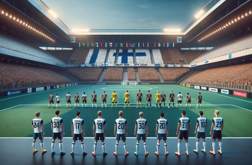 Suomen U19-naisten jalkapallomaajoukkueen pelaajat juhlivat kentällä avatessaan EM-karsintaottelun Turkki vastaan.