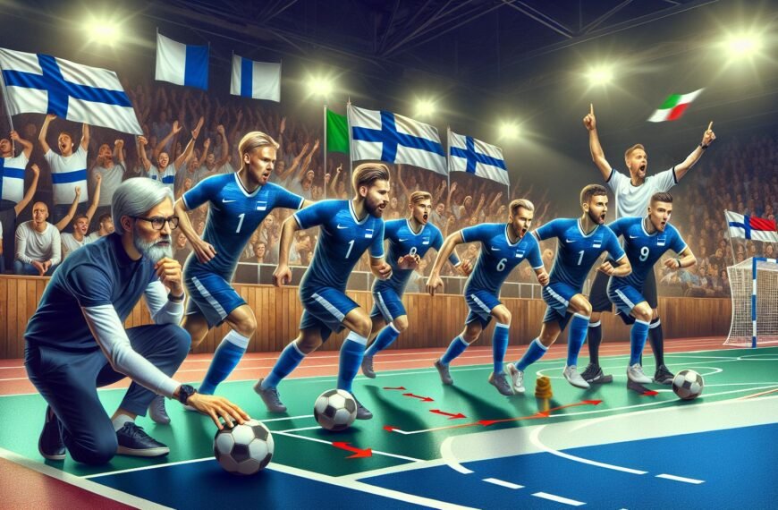 Suomen futsalmaajoukkue valmistautuu kentällä kohtaamaan Italian haasteen ystävyysottelussa – uusi aika alkamassa uusien pelaajien johdolla.