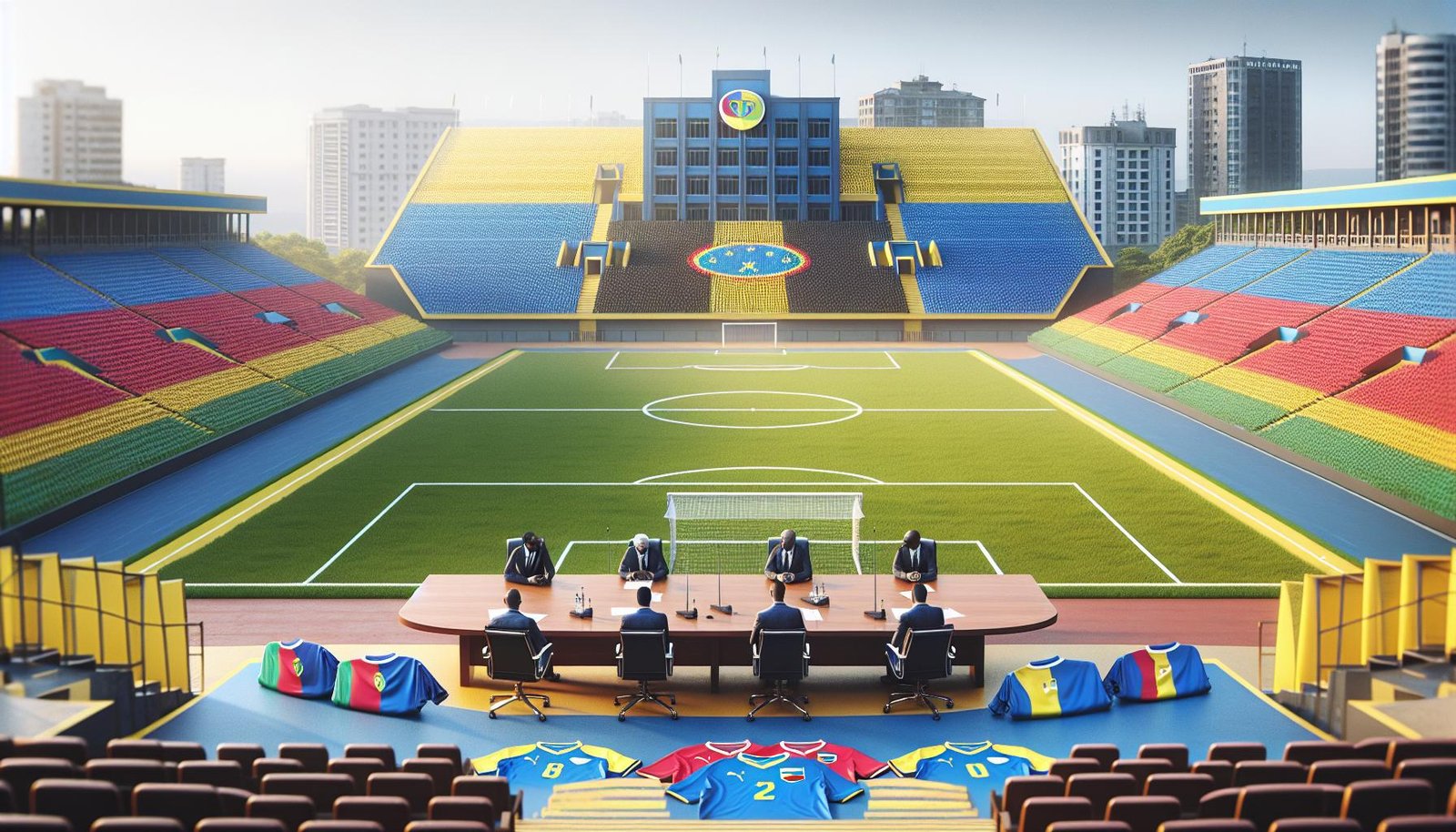 Gabonin jalkapallomaajoukkueen pelaajat katsovat pettyneinä kentällä Afrikan mestaruuskisojen tappion jälkeen