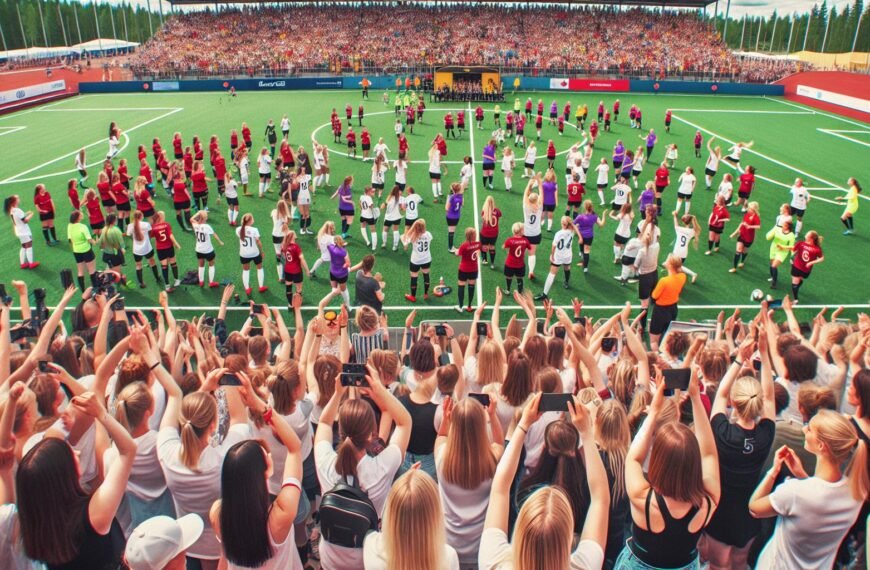 Naisten Suomen Cup 2026 saattaa rikkoa jälleen osallistujaennätyksen, kuvassa naisten jalkapallojoukkueet kohtaavat intensiivisessä cup-ottelussa.