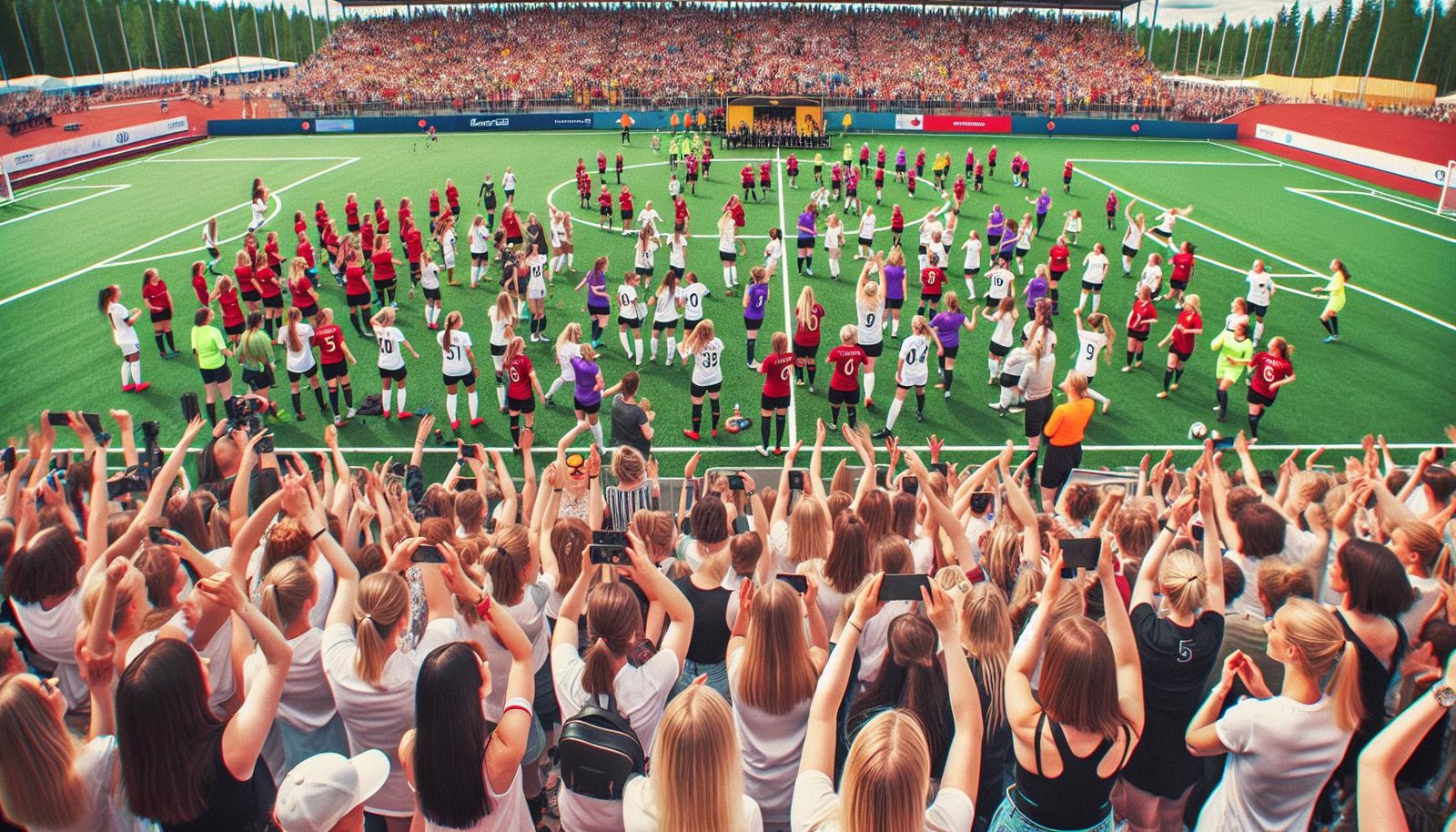 Naisten Suomen Cup 2026 saattaa rikkoa jälleen osallistujaennätyksen, kuvassa naisten jalkapallojoukkueet kohtaavat intensiivisessä cup-ottelussa.