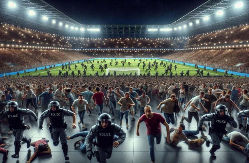 Aseellisen hyökkäyksen jälkeinen poliisien eristämä jalkapallokenttä Salamancassa, Meksikossa – tapaus herättää huolta MM-kisojen turvallisuudesta