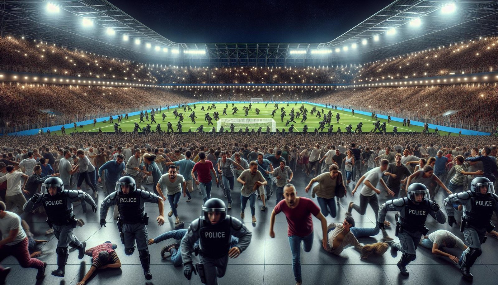 Aseellisen hyökkäyksen jälkeinen poliisien eristämä jalkapallokenttä Salamancassa, Meksikossa – tapaus herättää huolta MM-kisojen turvallisuudesta