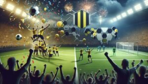 Atalanta Bergamasca Calcio juhlimassa unohdumatonta nousuaan Borussia Dortmundia vastaan Mestarien liigan pudotuspelivaiheessa