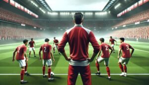 Arsenal joukkueen pelaajat kokoontuvat kentällä Mikel Artetan johdolla, valmistautuen Valioliigan otteluun.