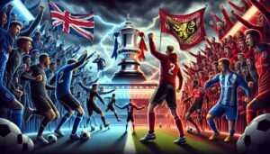 Wrexhamin pelaajat valmistautuvat kohtaamaan Chelsean FA Cupin historialliseen viidennen kierroksen otteluun, symboloiden jalkapallotodellisuuksien eroa ja mahdollisuutta yllättävään voittoon.