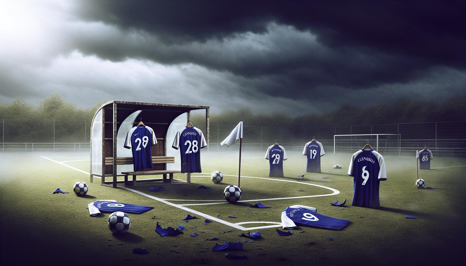 Chelsea FC:n logo, joka symboloi seuran siirtokieltoa Valioliigan sääntörikkomusten vuoksi.