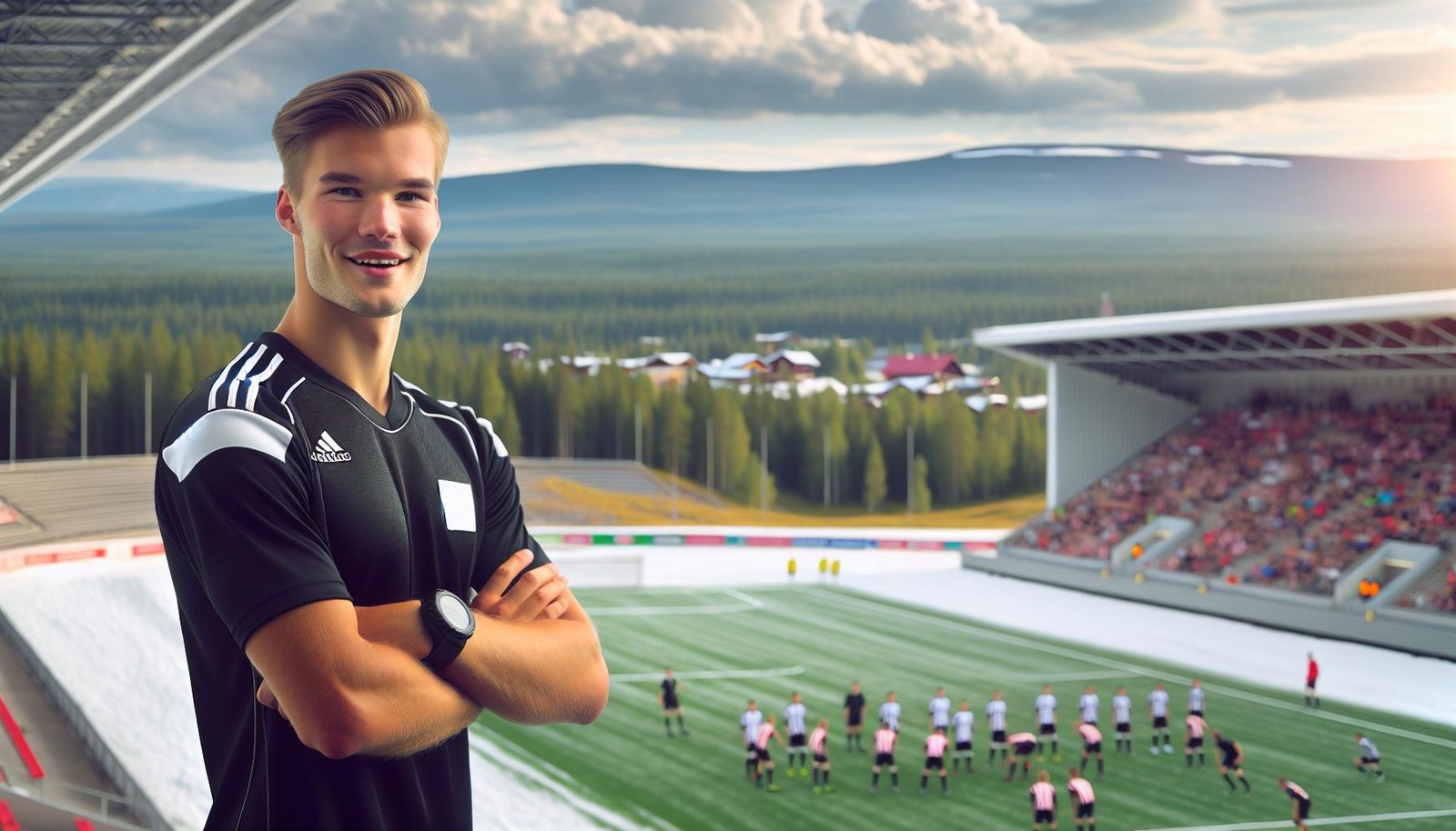 Hiihtolegenda Juha Mieto antaa seremoniallisen avauspotkun Veikkausliigassa SJK:n ja IFK Mariehamnin välisessä ottelussa.