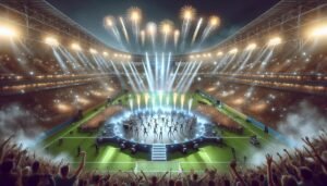 Coldplayn Chris Martin esiintyy jalkapallon MM-kisojen 2026 puoliaikashow'ssa New Jerseyssä, yhdistäen jalkapallon ja viihteen spektaakkeliksi.