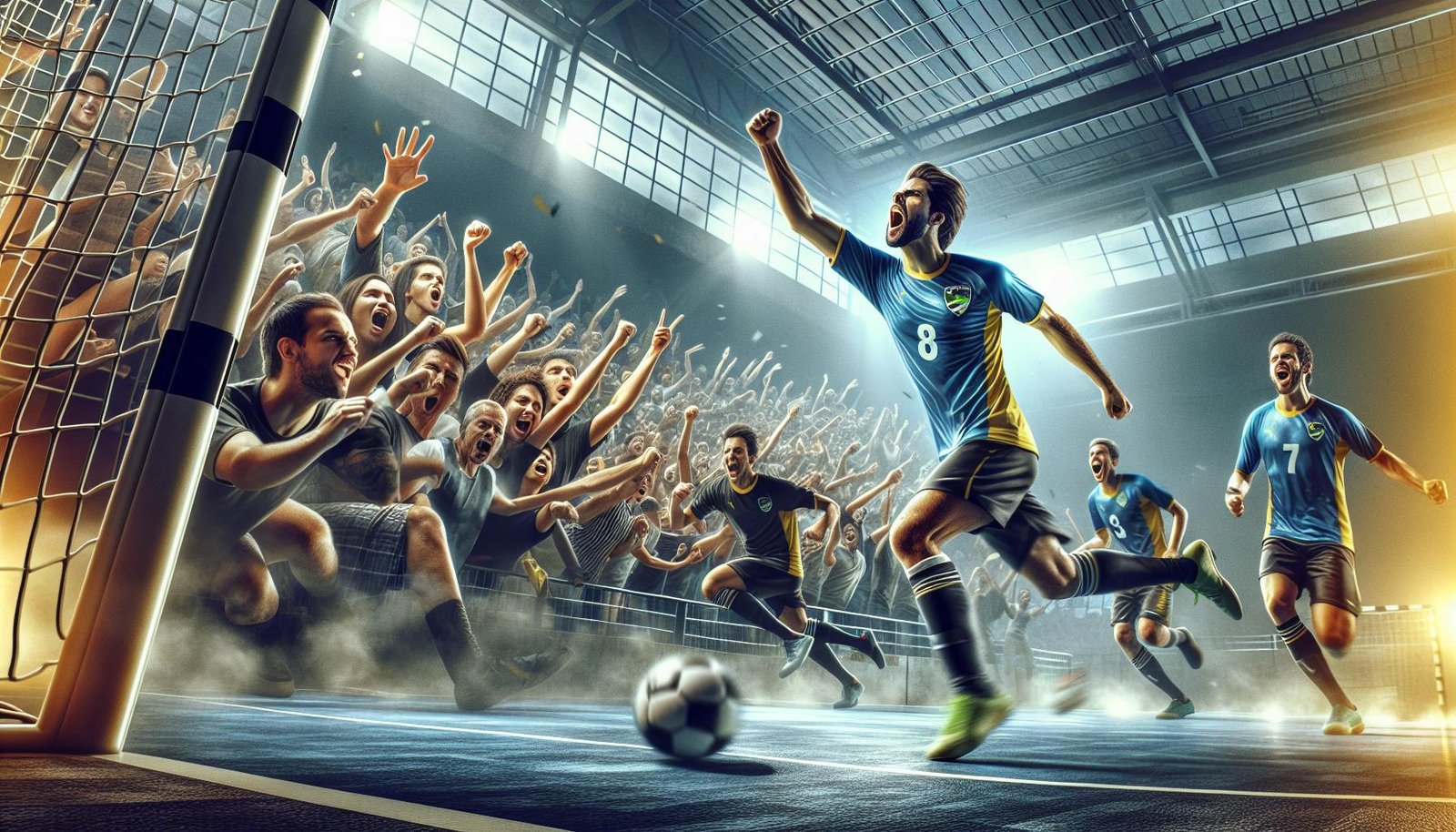 Valkeakosken Mad Maxin joukkue juhlii Suomen mestaruutta voitettuaan Miesten Futsal-Liigan kauden 2025-26 finaalisarjan.
