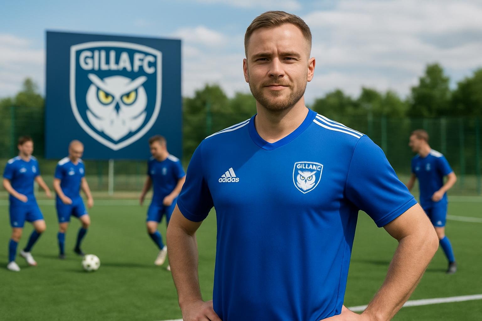 Riku Riski palaamassa pelikentille Gilla FC:n kakkosjoukkueen mukana.