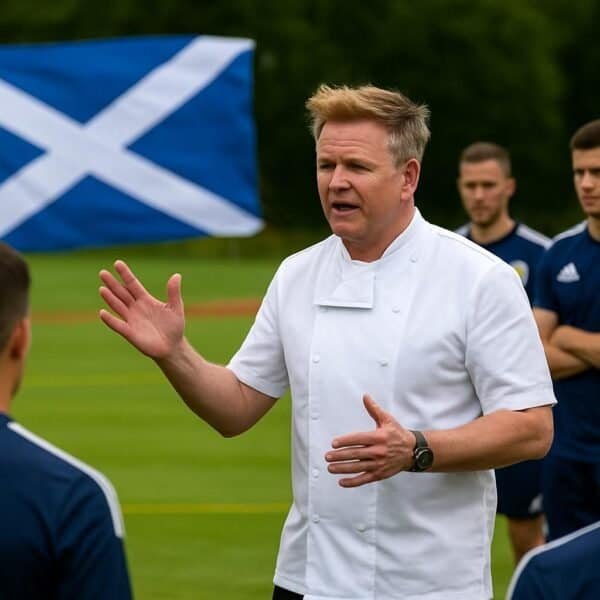 Gordon Ramsay vieraili Skotlannin MM-joukkueen leirillä kannustamassa